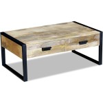 vidaXL Masă cafea cu 2 sertare din lemn solid de mango, 100x60x40 cm vidaXL Masă cafea cu 2 sertare din lemn solid de mango, 100x60x40 cm