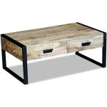 vidaXL Masă cafea cu 2 sertare din lemn solid de mango, 100x60x40 cm vidaXL Masă cafea cu 2 sertare din lemn solid de mango, 100x60x40 cm