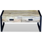 vidaXL Masă cafea cu 2 sertare din lemn solid de mango, 100x60x40 cm vidaXL Masă cafea cu 2 sertare din lemn solid de mango, 100x60x40 cm