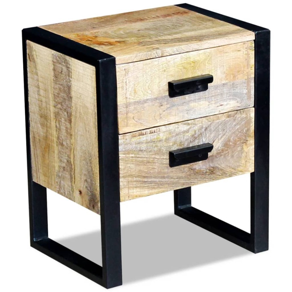 vidaXL Masă laterală cu 2 sertare din lemn solid de mango, 43x33x51 cm