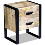vidaXL Masă laterală cu 2 sertare din lemn solid de mango, 43x33x51 cm vidaXL Masă laterală cu 2 sertare din lemn solid de mango, 43x33x51 cm