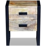 vidaXL Masă laterală cu 2 sertare din lemn solid de mango, 43x33x51 cm vidaXL Masă laterală cu 2 sertare din lemn solid de mango, 43x33x51 cm
