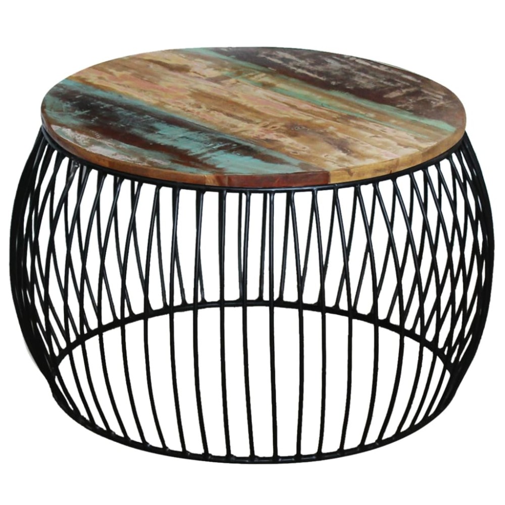 vidaXL Măsuță de cafea, 68x37 cm, lemn masiv reciclat, rotund