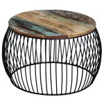 vidaXL Măsuță de cafea, 68x37 cm, lemn masiv reciclat, rotund vidaXL Măsuță de cafea, 68x37 cm, lemn masiv reciclat, rotund