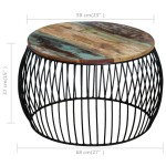 vidaXL Măsuță de cafea, 68x37 cm, lemn masiv reciclat, rotund vidaXL Măsuță de cafea, 68x37 cm, lemn masiv reciclat, rotund