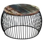vidaXL Măsuță de cafea, 68x37 cm, lemn masiv reciclat, rotund vidaXL Măsuță de cafea, 68x37 cm, lemn masiv reciclat, rotund