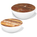 vidaXL Măsuță de cafea, 2 buc., lemn masiv reciclat vidaXL Măsuță de cafea, 2 buc., lemn masiv reciclat
