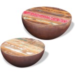 vidaXL Set măsuță de cafea în formă de bol 2 piese lemn masiv reciclat