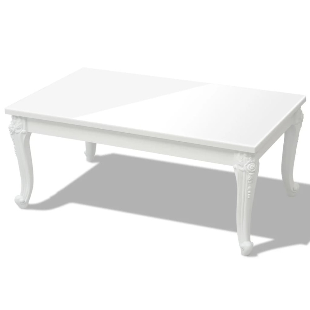 vidaXL Măsuță de cafea din fibră de sticlă lucioasă 100x60x42 cm albă