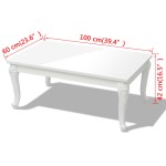 vidaXL Măsuță de cafea din fibră de sticlă lucioasă 100x60x42 cm albă