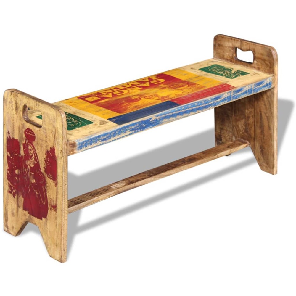 vidaXL Banchetă Cola, 100 x 30 x 50 cm, lemn masiv reciclat