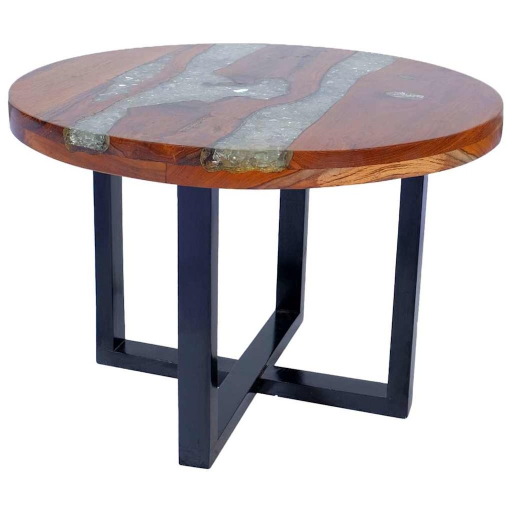 vidaXL Măsuță de cafea, 60 cm, lemn de tec și rășină