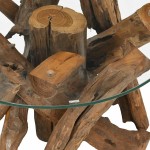 vidaXL Măsuță de cafea, 60 cm, lemn masiv de tec erodat vidaXL Măsuță de cafea, 60 cm, lemn masiv de tec erodat