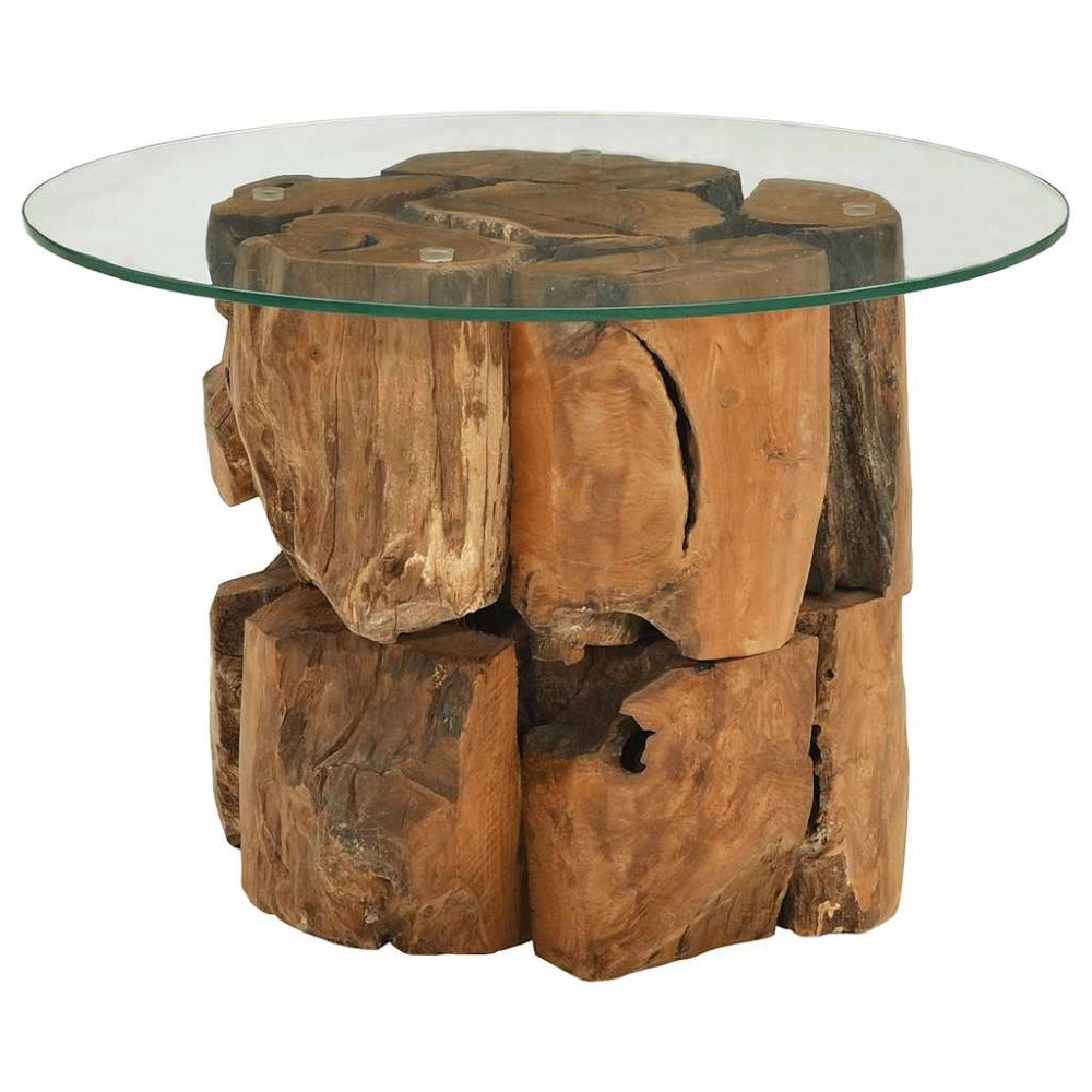 vidaXL Măsuță de cafea, 60 cm, lemn masiv de tec erodat