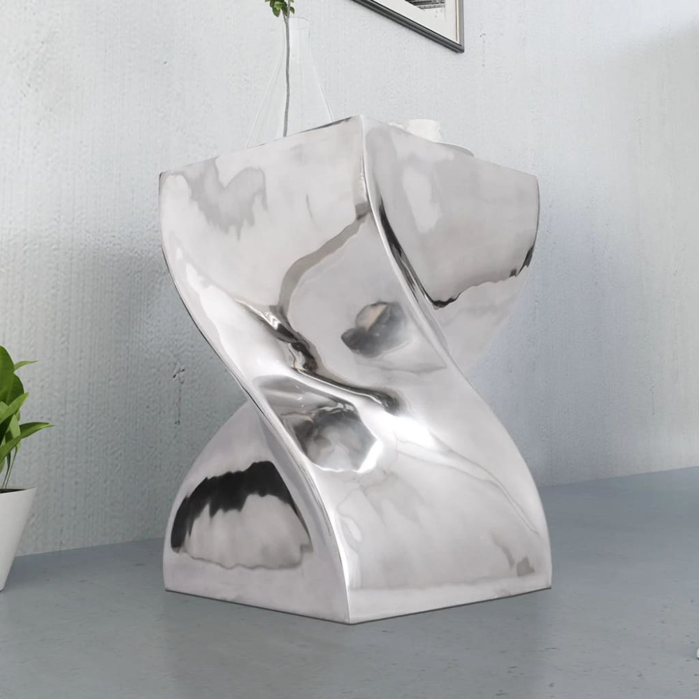 vidaXL Scaun/Masă laterală cu formă răsucită, aluminiu, argintiu