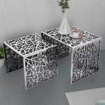 vidaXL Set de mese laterale 2 buc. Pătrat Aluminiu Argintiu vidaXL Set de mese laterale 2 buc. Pătrat Aluminiu Argintiu