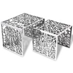vidaXL Set de mese laterale 2 buc. Pătrat Aluminiu Argintiu vidaXL Set de mese laterale 2 buc. Pătrat Aluminiu Argintiu