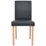 vidaXL Masă și scaune 7 piese, piele artificială, stejar, negru vidaXL Masă și scaune 7 piese, piele artificială, stejar, negru
