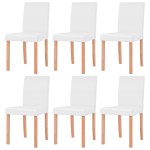 vidaXL Masă și scaune 7 piese, piele artificială, stejar, crem vidaXL Masă și scaune 7 piese, piele artificială, stejar, crem