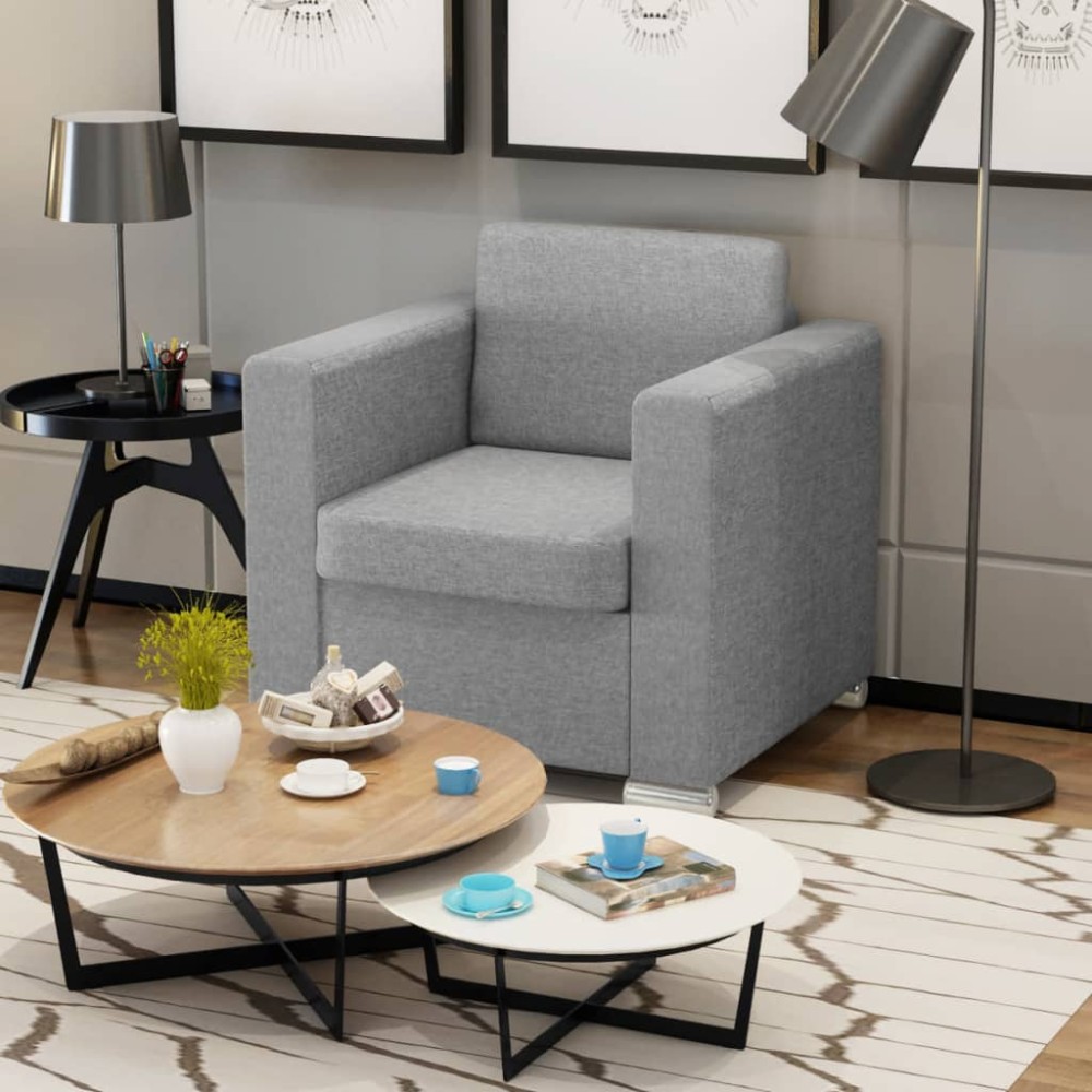 vidaXL Fotoliu, gri deschis, material textil