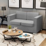 vidaXL Canapea cu 2 locuri, gri deschis, material textil vidaXL Canapea cu 2 locuri, gri deschis, material textil