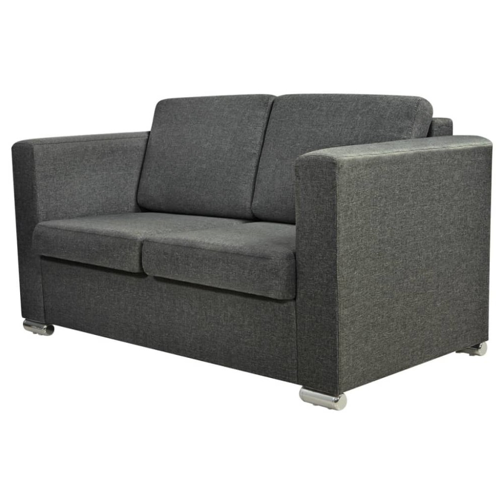 vidaXL Canapea cu 2 locuri, gri închis, material textil