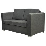 vidaXL Canapea cu 2 locuri, gri închis, material textil