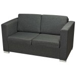 vidaXL Canapea cu 2 locuri, gri închis, material textil