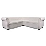 vidaXL Canapea colțar Chesterfield cu 5 locuri, piele ecologică, alb