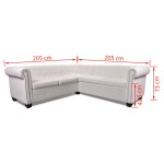 vidaXL Canapea colțar Chesterfield cu 5 locuri, piele ecologică, alb