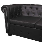 vidaXL Canapea colț Chesterfield 5 locuri, negru, piele ecologică