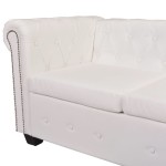 vidaXL Canapea colțar Chesterfield, piele artificială, 6 locuri, alb vidaXL Canapea colțar Chesterfield, piele artificială, 6 locuri, alb