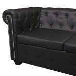 vidaXL Canapea colțar Chesterfield 6 locuri, piele artificială, neagră vidaXL Canapea colțar Chesterfield 6 locuri, piele artificială, neagră