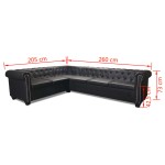vidaXL Canapea colțar Chesterfield 6 locuri, piele artificială, neagră vidaXL Canapea colțar Chesterfield 6 locuri, piele artificială, neagră