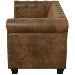 vidaXL Canapea Chesterfield, 2 locuri, maro, piele ecologică vidaXL Canapea Chesterfield, 2 locuri, maro, piele ecologică