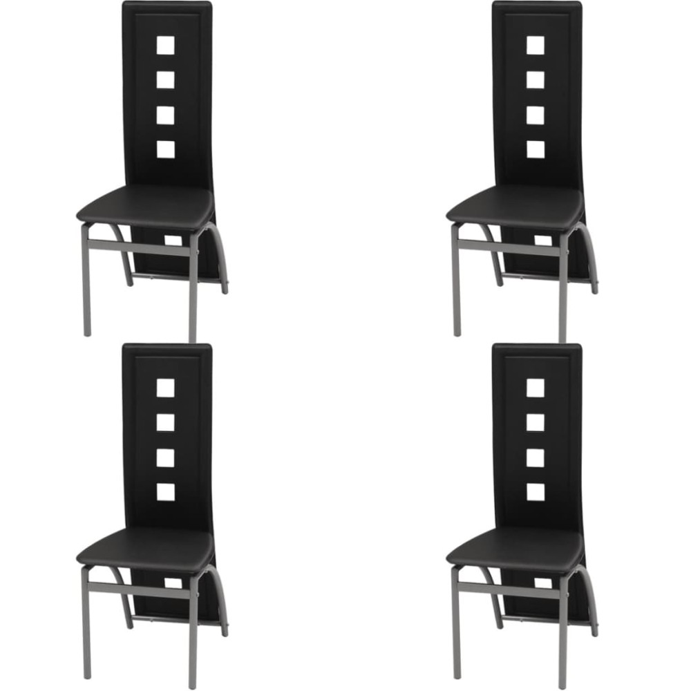 vidaXL Scaune de sufragerie, 4 buc., negru, piele ecologică