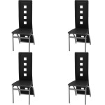 vidaXL Scaune de sufragerie, 4 buc., negru, piele ecologică
