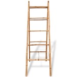 vidaXL Scară dublă pentru prosoape cu 5 trepte din bambus 50 x 160 cm vidaXL Scară dublă pentru prosoape cu 5 trepte din bambus 50 x 160 cm