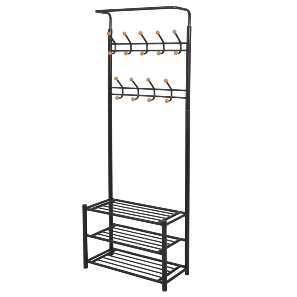 vidaXL Cuier cu rafturi pentru pantofi, 68 x 32 x 182,5 cm, negru