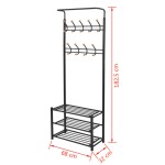 vidaXL Cuier cu rafturi pentru pantofi, 68 x 32 x 182,5 cm, negru vidaXL Cuier cu rafturi pentru pantofi, 68 x 32 x 182,5 cm, negru