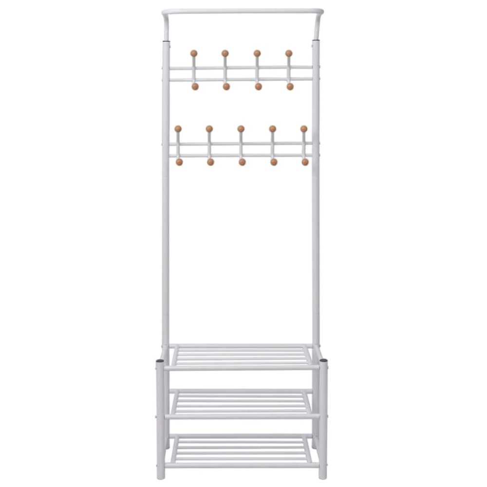 vidaXL Cuier haine cu raft pentru pantofi, alb, 68 x 32 x 182,5 cm