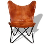 vidaXL Scaun fluture, maro, piele naturală
