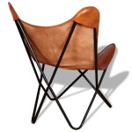 vidaXL Scaun fluture, maro, piele naturală