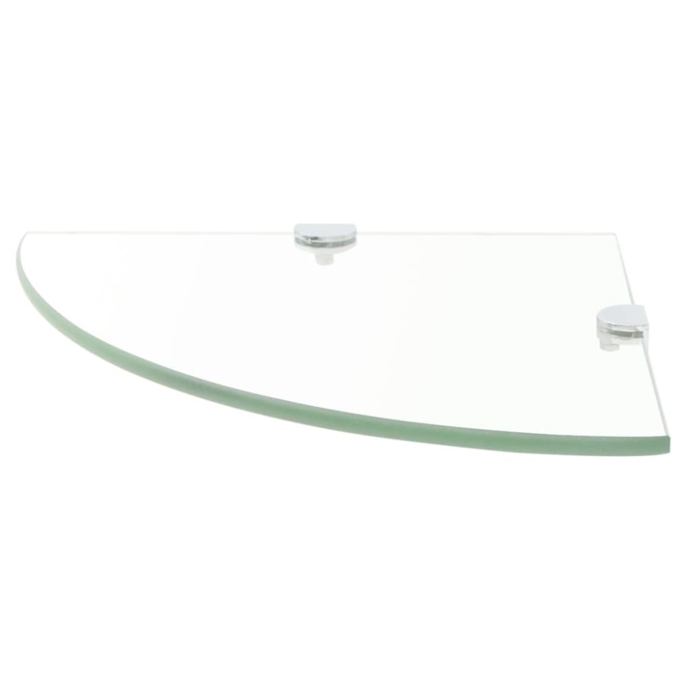 vidaXL Raft de colț din sticlă transparentă cu suporți crom 25 x 25 cm