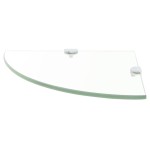 Raft de colț cu suporți de crom din sticlă transparentă 35 x 35 cm Raft de colț cu suporți de crom din sticlă transparentă 35 x 35 cm