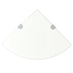 Raft de colț cu suporți de crom din sticlă transparentă 35 x 35 cm Raft de colț cu suporți de crom din sticlă transparentă 35 x 35 cm