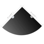 vidaXL Raft de colț din sticlă cu suporți de crom, negru 25 x 25 cm vidaXL Raft de colț din sticlă cu suporți de crom, negru 25 x 25 cm