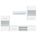 vidaXL Set mobilier comodă TV de perete, 5 piese, iluminare LED, alb