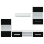 vidaXL Set mobilier comodă TV de perete, 5 piese, iluminare LED, negru