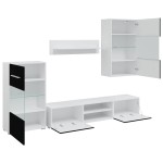 vidaXL Set mobilier comodă TV de perete, 5 piese, iluminare LED, negru
